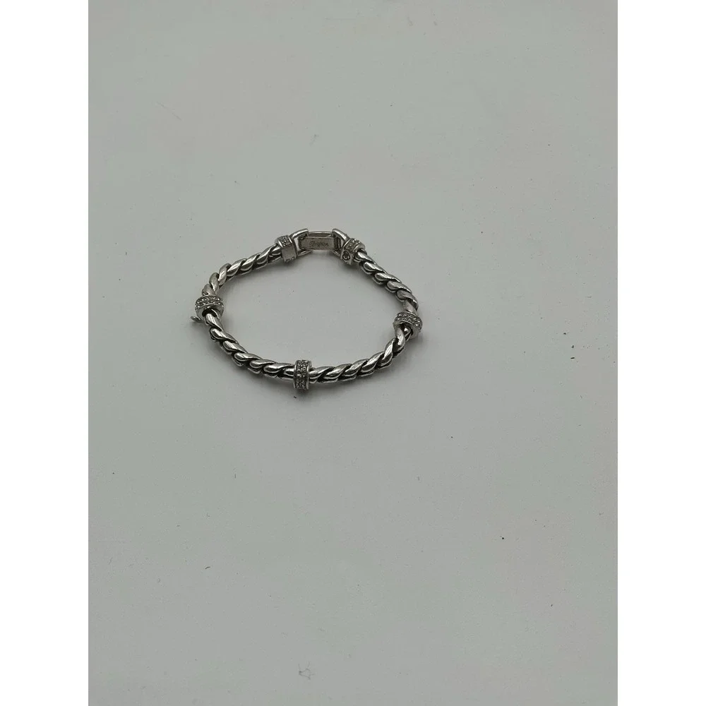 Brighton Meridian Silver Barrel Crystals Bracelet